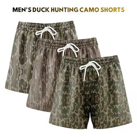 3-Pack Men's Forest Camo Gym Fitness Shorts - 5-Inch Inseam Mesh Blend, Quick Dry Breathable, Universal for Gym & Hunt, Versatile Active Wear for Athletic Activities