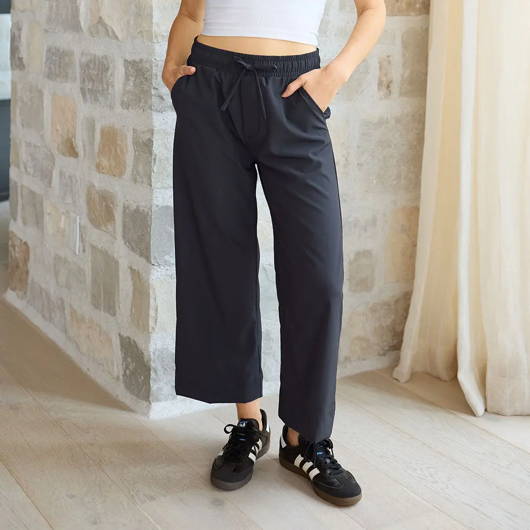 Audrey Mid Rise Wide Leg Pants, Black