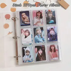 PVC 3 Inch Binder Photo Album Loose Leaf Big Capacity 270pcs Pocket Cards Holder A4 Transparent Card Organizer Book