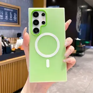 Candy color 2-in-1 phone case, supports Magsafe charging, frosted soft case shock-absorbing protective cover, suitable for Samsung S26 S25 S24 S23 S22 A56 A55 A54 A36 A35 A26 A25 A17 A16 A15 & iPhone case.A195