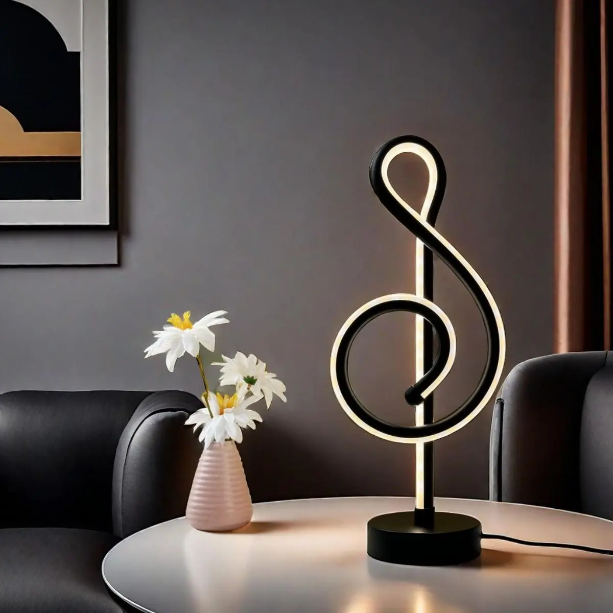 Music Note Design LED Table Lamp, USB Powered LED Night Light, Decorative Desk Lamp for Bedroom, Living Room, Home Decor, Home Decoration Lamp