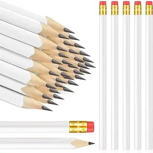 50 Pcs Triangular Grip Pencils Back to School Pencils First Day of School Pencils Wedding Pencils Wood Pencils ( white)