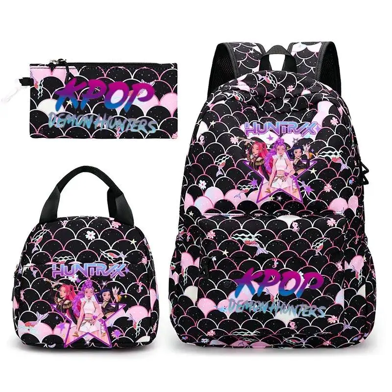 K-Pop Demon Hunters Backpack 3pcs Rumi Mira Zoey HUNTR/X Saja Boys Laptop Backpack Teens Girls Women Star Printe Mochila Escolar