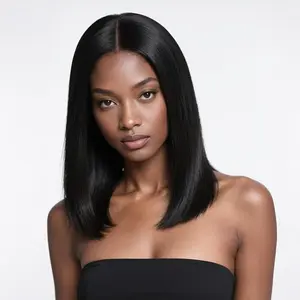 MiuulaarHair 5x5 HD Straight Bob Lace Glueless Pre Plucked Hairline Pre Cut Pre Bleached Knots 200% Density Human Hair Wig for Stylish and Durable Wear