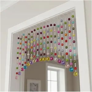 Multicolor Acrylic Beaded Door Curtain, 20 String Hanging Room Divider for Doorways, Windows, Closets, Bedroom, Hallway & Boho Home Decor