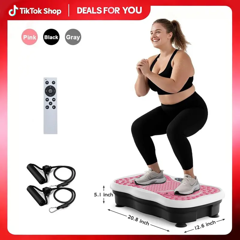 HopHorse High-Power Vibration Plate Exercise Machine Oscillating plate 300 lbs Weight Capacity Bluetooth Remote Control 3-in-1 Indoor Home Gym Fitness Equipment with 2 Resistance Bands