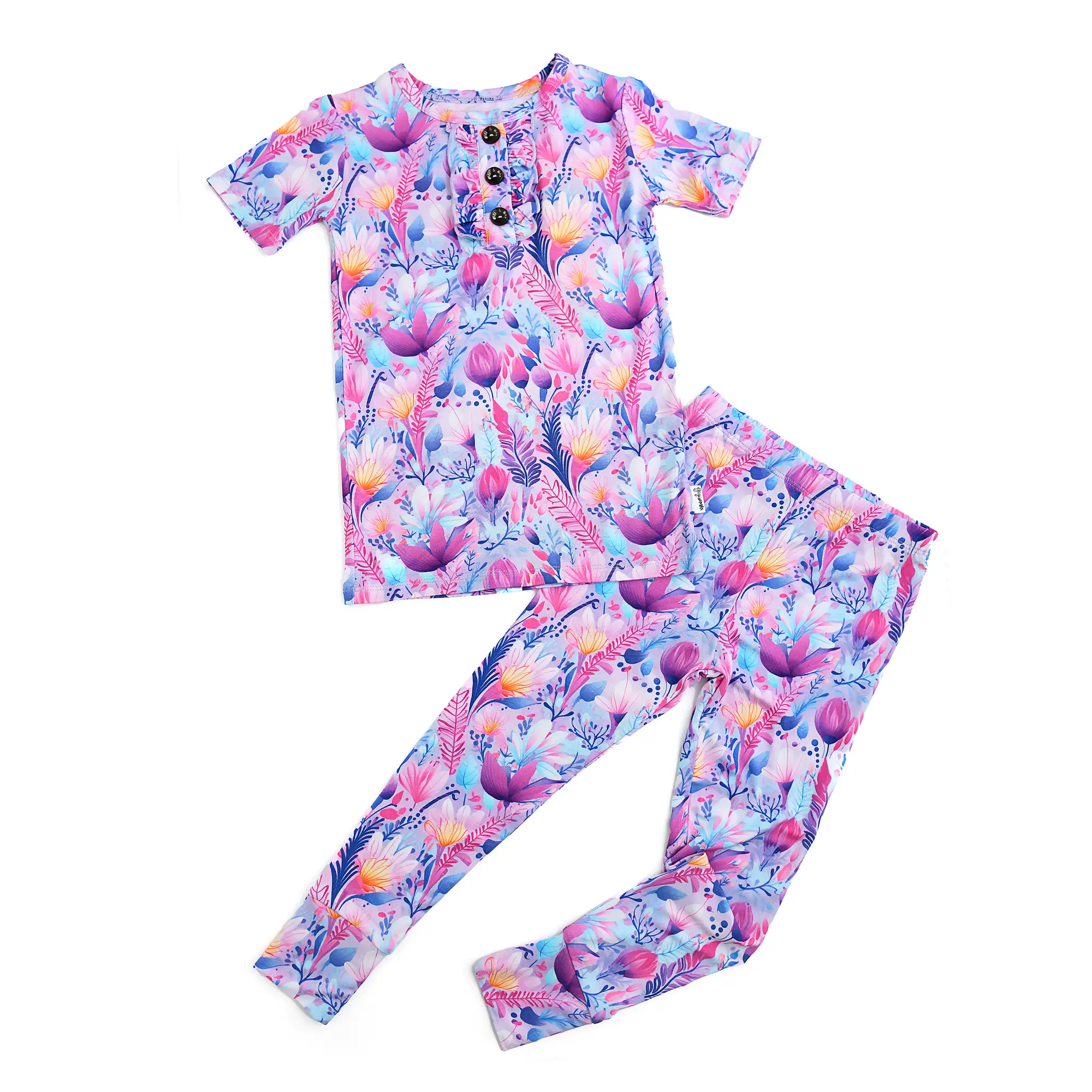 Ayla Floral RUFFLE TWO PIECE Kids Bamboo Outfit Floral Spring Gigi and Max