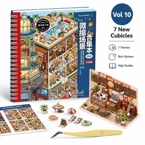 Telado Vol. 10 Miniature Scene Sticker Book with Tweezers, Urban Cubicles Stickers with 7 New Scenes for Scrapbooking, Journal Making, DIY Collage, Creative Craft Gift for Adults