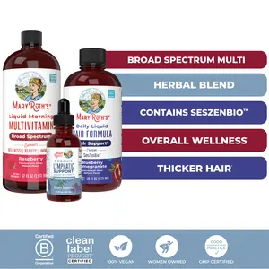 MaryRuth's Daily Hair, Lymphatic, & Morning Multivitamin Bundle - Daily Liquid Hair Formula 16 oz - Lymphatic Support Herbal Blend - Liquid Morning Multivitamin 32 oz