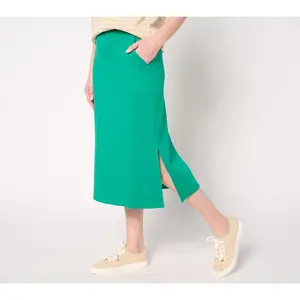 Isaac Mizrahi Live! Petite Essentials Pima Flex Midi Skirt