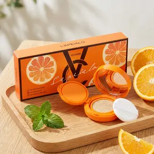 L'APÉIALO Vitamin C Brightening Cushion Foundation Set Hydrating Dewy Glow BB Cream 1 Full Size 2 Refills Long-Lasting Lightweight Makeup Compact Concealer Flawless Moisturizing Daily Coverage