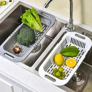 1pc Kitchen retractable drain basket sink rack simple plastic household dishes drain rack chopsticks tableware drain.