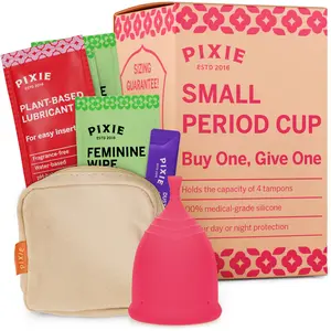 Pixie Cup - Soft, Safe, Reusable Menstrual Cup – 100% Medical-Grade Silicone Period Cup for Feminine Care - Buy One We Give One (Small)
