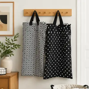 Reusable Hanging Wet Dry Bags for Baby Items, Cloth Diapers, Swimsuits, Travel, Gym Clothes, Beach, Pump Parts, Toiletries, Two Zippered Pockets, 2 Pack (W007L)