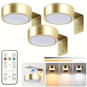 3/6/9 Piece Round LED Lighting Decorative Lights, Dimmable Wall Lamp, Battery Powered, Remote Control, Dimmable, Timer, for Photo Frames, Art Portraits, Home Wall Decoration