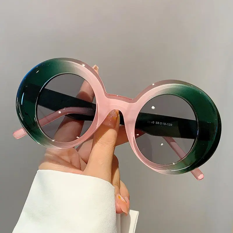 Bluelight Fashion Glasses - Color-Blocked Round Frame Eyeglasses with Polyamide PA Lenses, Semi-Rimless Fashionable Frames, Simple Trendy Design for Women, Daily Wear & Gifting