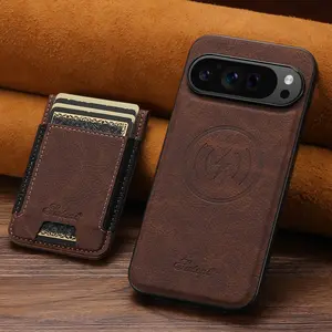SUTENI Faux Leather Phone Case Wireless Charging Magnet Elastic Band Card Holder Stand For Google Pixel 10 Pro XL 9 8A 7 6 For Unisex Relatives Friends And Elders Holiday Gift