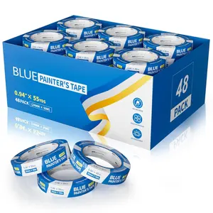 48 Rolls Blue Painters Tape Bulk 1 Inch,  Tape 0.94In 55 Yards, Upgrade Masking Painter's Tape for Walls Painting  Crafts Home UV Resistant, Total 2640 Yards