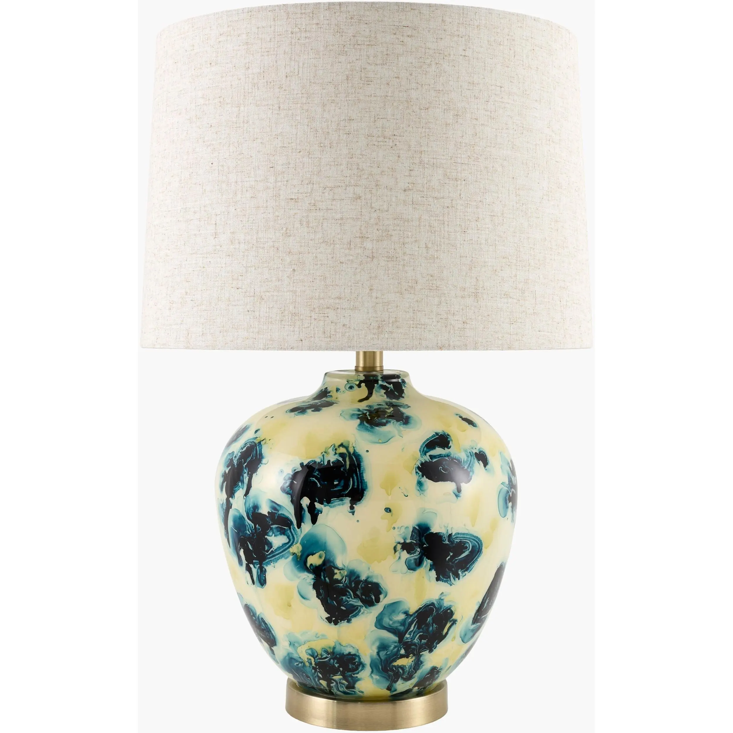 Bright Deep Teal Traditional Table Lamp with linen details for bedside or console tables