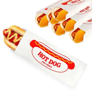 Paper Hot Dog Bags (100 Pack) - Microwavable, Leak Resistant Sleeves for Food Stands, Food Trucks, Take Out, Delivery - Stock Your Home