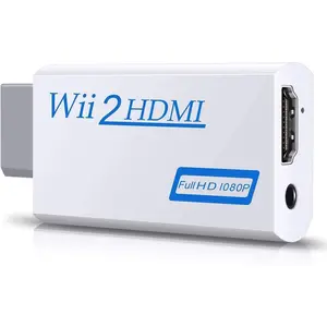 Wii to HDMI Converter 1080P Full HD Adapter with 3.5mm Audio Jack & HDMI Output for Wii, Wii U, HDTV, Monitor Supports All Display Modes 720P Digital Headset - White