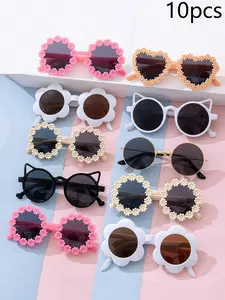 10 Piece Set Daisy Glasses, Cute Small Flower Eyewear, Adorable Baby Travel Party Sunglasses, Perfect for Photography & Outdoor Use