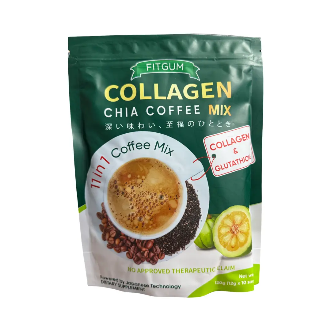 FITGUM 20x Collagen Chia Coffee 11-in-1 Glutathione & Collagen, 10 Sachets  x 19g - TikTok Shop