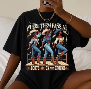 Where Them Fans At Shirt, Boots On The Ground T-shirt, County Western Dance Tees, Girl Grab Your Fans T-shirt, Western Cowgirl Shirt, Gift for Her