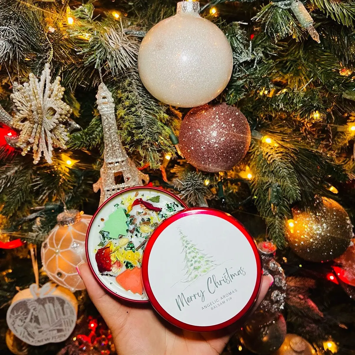 Christmas wooden wick candle