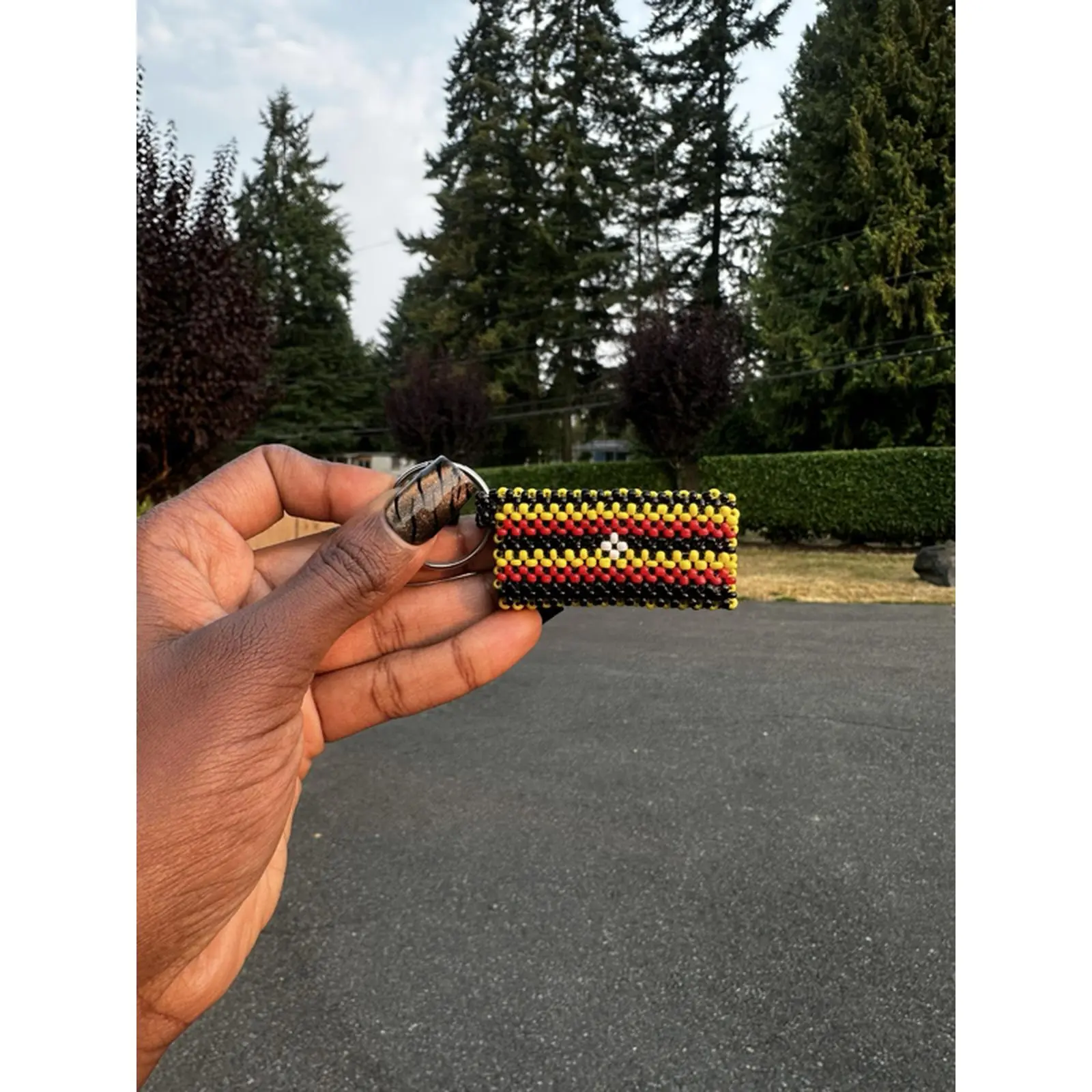 Ugandan Handmade Beaded Keyholder - Unique Handcrafted Design with Vibrant Colors and Intricate Beadwork