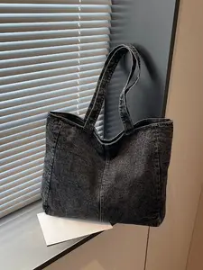 Casual Fashion Large Capacity Denim Tote Bag, Handheld Shoulder Bag for Work and Daily Use, Stylish and Practical Accessory, Handbags Simply Tote