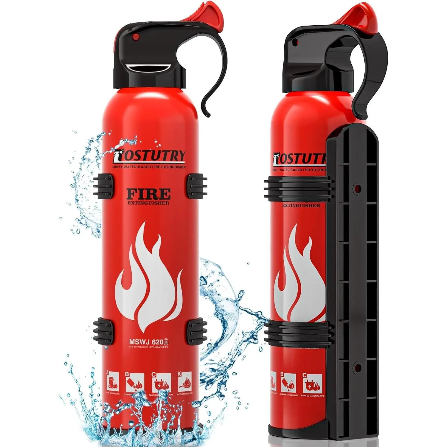 Upgraded 8-IN-1 Fire Extinguisher for Home Vehicle Car Kitchen Boat, Small Fire Extinguishers Spray with Mount for Class A B C K Fire, Portable Non-Toxic Prevent Re-Ignition Easy Clean (2 Pack)