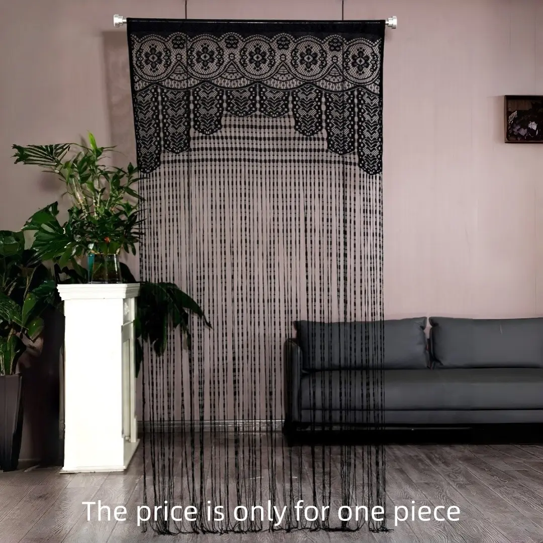 1pc Handmade Woven Rope Home Decoration Curtain, Entryway Privacy Linen, Living Room Divider, Fringe Line Nordic Wall Hanging Background