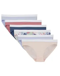 Hanes Originals Girls' Underwear Bikinis, 6-Pack, Cotton Stretch, Assorted 6