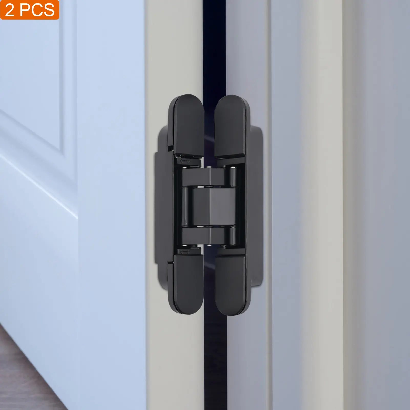 2-Piece Concealed Invisible Door Hinge with 3D Adjustable (±0.12in) & 180° Opening, Zinc Alloy Heavy Duty 88 lbs Load Capacity for Thick Doors (≥1.38in), for Home Office Wooden Aluminum Fire Door