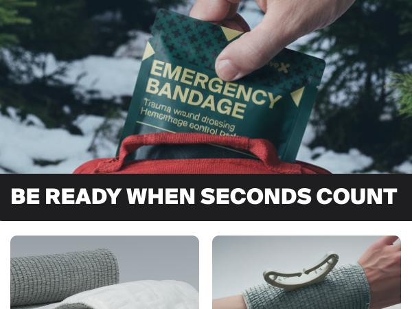 SURVIVEX  Israeli Premium Elastic Compression Pressure Bandage - 6-inch Breathable Sports Tape for Adults Emergency Kit - Fast Bleeding Control & Military-Grade Reliability