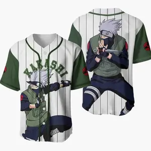 Personalized Kakashi Hatake Anime 3D Baseball Jersey Shirt, Baseball Jersey Shirt, Outdoor Sports, Sport Shirt, Dynamic And Comfortable