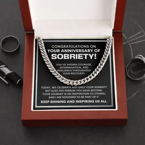 Sobriety Anniversary Gift Necklace, 10 Year Sobriety, 1 Year Sober Gift, Sober Anniversary Gift, 12 Step Recovery, Sobriety Gift For Men