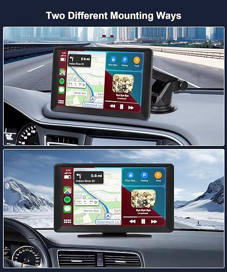 Podofo Portable Wireless Apple Carplay Screen with HD Front & Rear Backup Camera 9" Wireless Android Auto HD Touch Screen ADAS GPS Siri Airplay Android MirrorLink 64G TF Card,Car Play Screen for Car