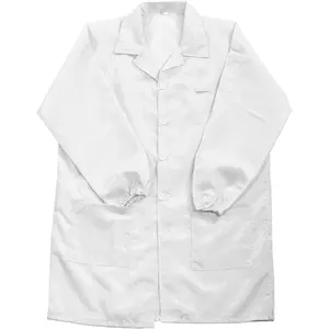Lab Coat Anti Static Science Jacket with Cuff Lapel Collar Wear Uniform Work for Men Women Clothes Elastic Menswear Dress Pocket Polyester Silk Smock Workwear Gamis Arabic Beige