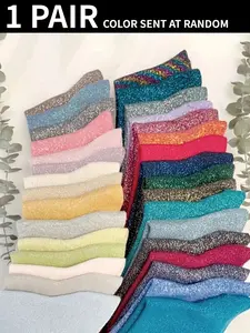 1 Pair/5 Pairs Women's Fashionable Multicolored Shimmering Gold and Silver Thread Knee-High Socks Available in solid colors and candy hues Trendy and vibrant, comfortable and versatile Perfect for parties, gatherings, and everyday wear