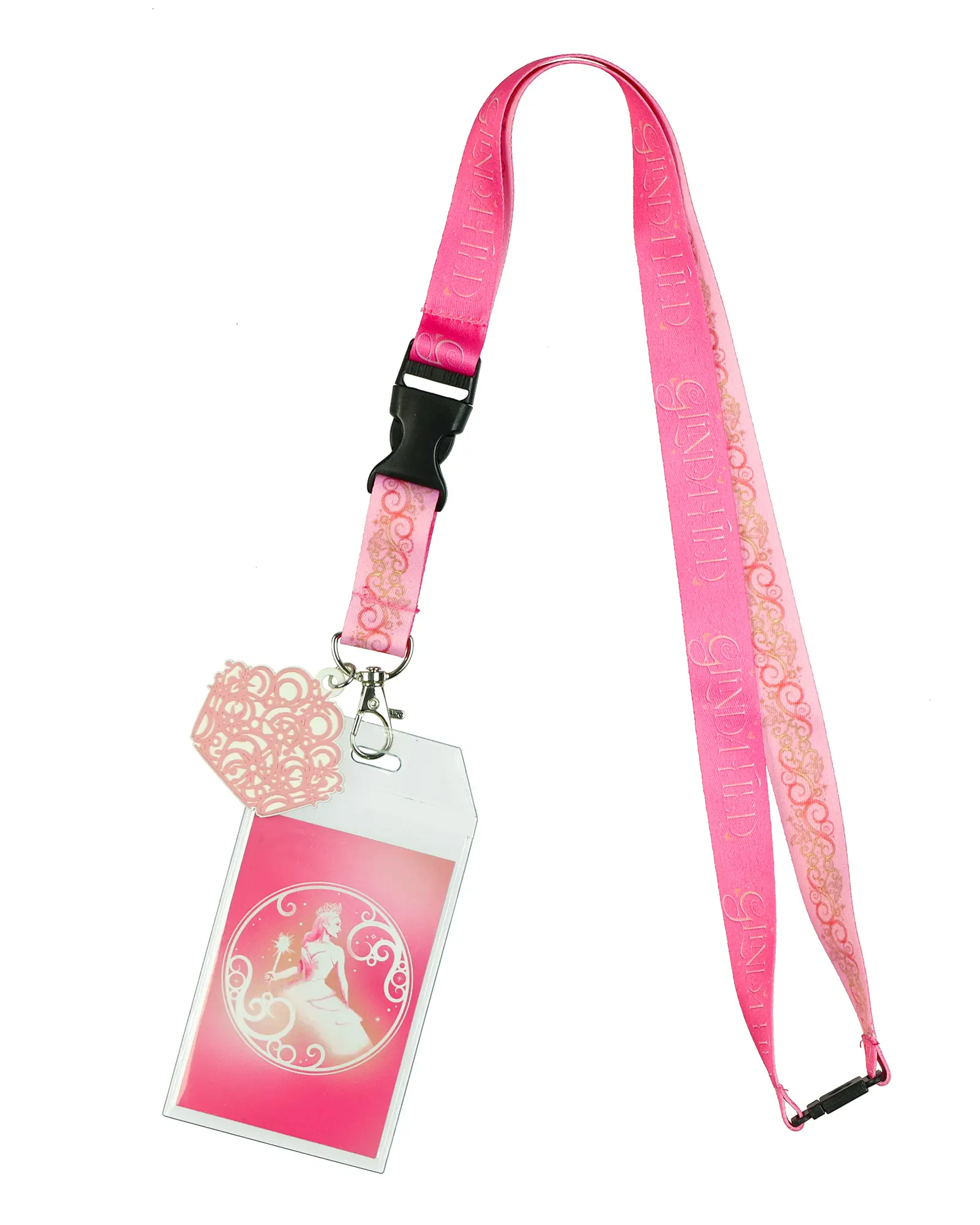 Wicked Glindafied Lanyard 17" Breakaway Clear ID Badge Holder with 2" Rubber Charm Pendant