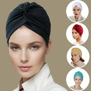Lightweight Breathable Polyester Pleated Headscarf Cap - Elegant Women's Undercap with Elastic Band for Sleep & Traditional Wear - Hand Washable, Hijab Under Cap