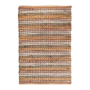 Bathroom Rugs Cotton Chindi Bath Rugs 24x36 Inches Bath Mats for Bathroom Floor Quick Dry Bathroom Mat for Tub Spa ShowerLiving Room Entry Way Door Mats 2'x3' Mustard Combo