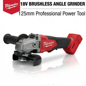 Milwaukee 125mm    For Metal Fabrication Construction Power Tool With Multi-Speed Control Cordless Brushless Angle Grinder Kit High-Torque Impact Drill grinding Wrench Lithium Adjustable Stand professional m14 spindle task industrial mini