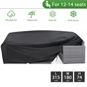 Patio Furniture Covers Waterproof 124 x 70 x29 inches Outdoor Furniture Covers Extra Large Patio Set Table Covers Rectangular with 4 Windproof Buckles Anti UV Fits 12-14Seat