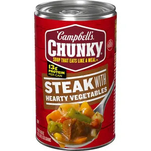Campbells Chunky Steak with Hearty Vegetables Soup Ready to Eat Canned Soup Meal, 18.8 oz Can