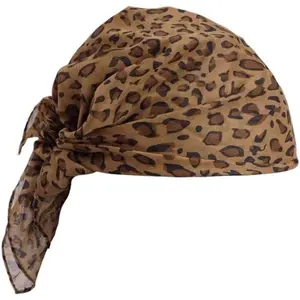 Leopard Print Bandana Scarf Neckerchief for Women Summer Chiffon Bandana for Women Square  Hair Scarf