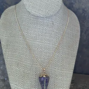 Gold Amethyst Pendulum Necklace - Elegant Jewelry