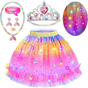 KF5-91 Princess Dress Up for Girls 4-6, Light Up Mermaid Princess Dress Up Toys for Toddler Girls, Birthday Christmas Gifts for 3-6 Years Old
